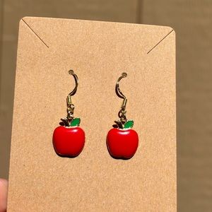 Handmade apple gold earrings, 925 gold